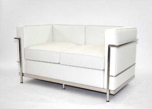 Charles L. Corbusier LC2-2 2-Sitzer-Sofa, Leder, Weiß