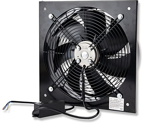 Commercial Extractor Industrial Ventilation Axial Exhaust Blower Flow Air Plate Fan 8 Inches 200MM Black (Heavy Duty Metal With Speed Control Regulator)