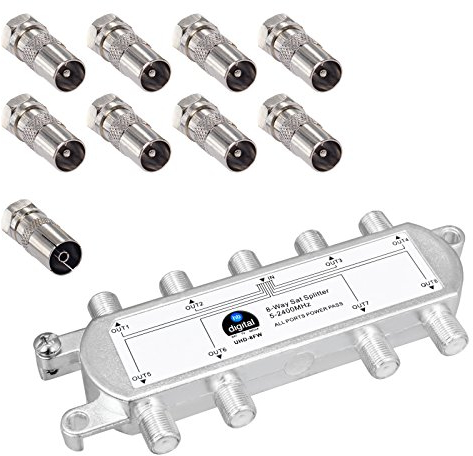 Amplificateur de signal satellite - Kit diviseur HB-DIGITAL avec fiches F plaquées or.