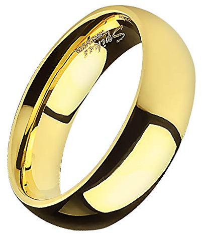 Piersando Band Ring Edelstahl Bandring Ehering Partnerring Trauring Verlobungsring Damen Herren Freundschaftring Gold Größe 58 (18.5) Breit 4mm