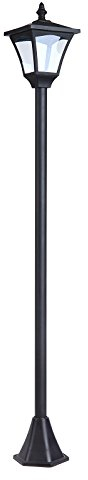 HOMCOM Luminaire extérieur lampadaire sur pied solaire lampadaire lanterne classique LED 30 Lm dim. 15L x 15l x 120H cm noir