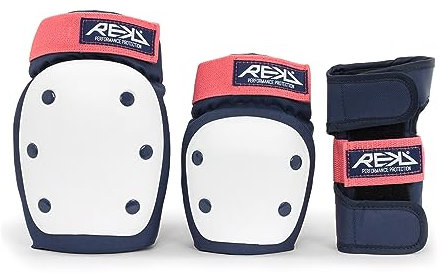Rekd Heavy Duty Triple Pad Set Skateboard-Schutz-Set, Unisex, Erwachsene, Mehrfarbig (Blue/Pink), M