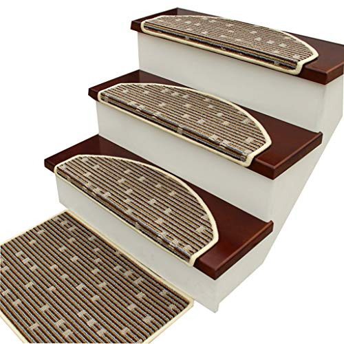 QIANMEI Stufenmatten Treppen-Teppich 15-teiliges Set halbrund Läufer Teppiche | Waschbar | Selbstsaugender | Rutschfester | -Treppenteppich/Pad, 9mm, Mehrfarbig (Color : E, Size : 75x24cm)
