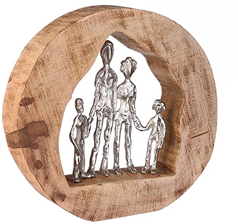 Casablanca - Skulptur, Dekofigur - Familie - Mangoholz/Aluminium - Höhe 28 cm