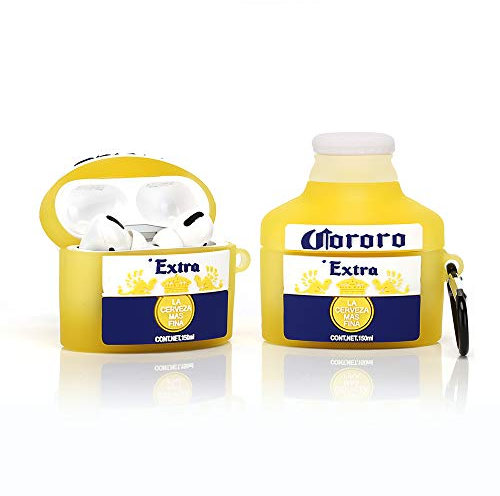 ZAHIUS Airpods Pro Silikon-Hülle, Lustige Hülle, Kompatibel mit Airpods Pro [Trinkdesign] Mädchen und Jungen (Corona Bier)