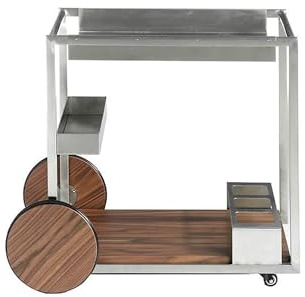 Ángel Cerdá - Minibarwagen aus Stahl und Nussbaum - Minibarwagen mit Rädern und Flaschenhalter - Modern und originell - Langlebig und funktionell 91 x 38 x 74 cm