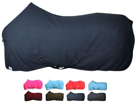 netproshop Basic Pferde Abschwitzdecke mit Kreuzbegurtung Fleece Qualität Gr. 105-155, Groesse:135, Farbe:Dunkelblau