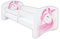 Clamaro 'Schlummerland' Kinderbett 80x160 (bis 150kg belastbar) mit Motiv, Rausfallschutz, Kantenschutz, Matratze und Lattenrost | Jugendbett Weiß | Motiv: 16 Einhorn Kopf Rosa