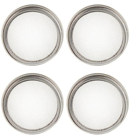 iplusmile Sprossen Deckel Edelstahl Sprossengläser Deckel Mason Jar Sprießen Mesh Sieb Sprießen Bildschirm für Weithals Einmachglas Sprossengläser Samenkeimung 86mm 4 Stück