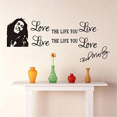 BKDPW Beliebte Berühmte Musik Bob Marley Zitate Vinyl Home Aufkleber Poster Kunst DIY Tapete Wandaufkleber Liebesleben Worte 70X30Cm