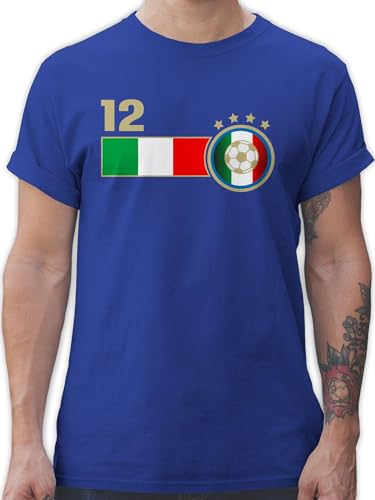 T-Shirt Herren - Fußball EM WM - 12. Mann Italien Mannschaft - L - Royalblau - Fussball 2024 männer Shirt Trikot von fu Ball Europa Meisterschaft Shirts t fu�Ball Tshirt fussbal Fanartikel
