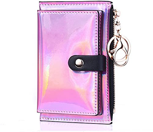 Iriisy Portafoglio da Donna Laser con Portachiavi, Piccolo Porta Carte di Credito, Design alla Moda, Personalizzato - Viola