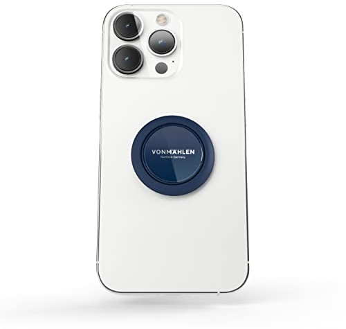 VONMÄHLEN – Backflip Pure Handyring mit integrierter Stativfunktion für alle Smartphones geeignet – Fingerhalterung inkl. Magnethalterung für Auto, Küche, Spiegel & Co (Marine)