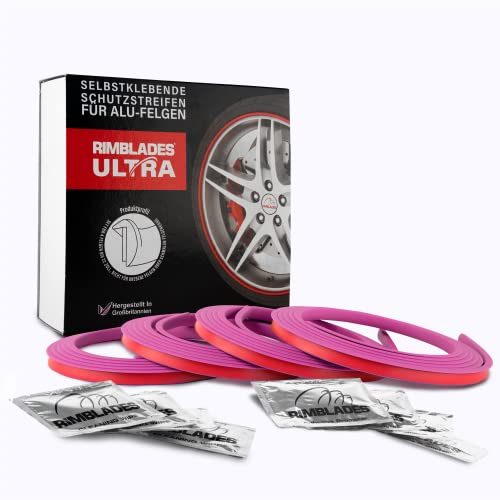 Rimblades Ultra NEU 2022 universal FELGENSCHUTZ & STYLING Felgenschutzring Alu Felgen Ringe Felgenrandaufkleber Felgenstyling Felgenhornschutz Rim Protector Guard Ringz (Pink)