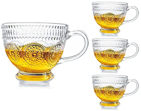 4 Pezzi Tazze da Caffè Grandi di Vetro Trasparenti, Set Tazze Colazione Latte, Mug Cappuccino - 4 x 400 ml