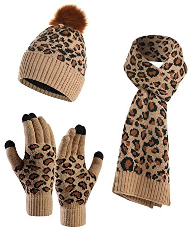 Mutze Schal Set Damen GrüN, Mütze mit Pompon Frauen Handschuhe Schal Set Chic Strick Beanie Cap Set Fleece Halswärmer Warm Loop Schal Winter Handschuhe Damen Bommelmütze Abnehmbar Mode