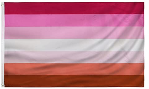 Lesbian Pride Flagge Les Flagge, 90 x 150 cm, Polyester-Flagge, für den Innen- und Außenbereich, Segeltuchkopf und doppelt genäht mit zwei Messingösen