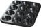 ANGIX 12 Cup Muffin Baking Tray | Black Nonstick Carbon Steel Material | 12 Baking Mold for Muffins or Cupcakes | Stain, Heat, Freeze-Resistant and Dis Washer Safe | Bakeware