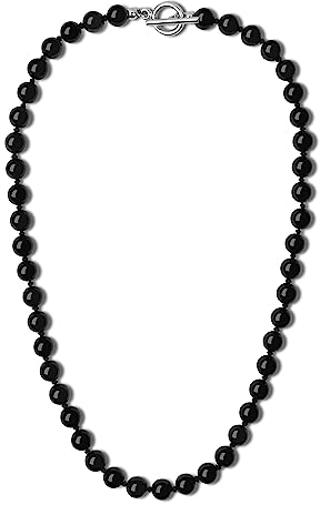 GAVU Handgefertigte Regenbogen Obsidian Steinperlen Halskette für Männer 50cm