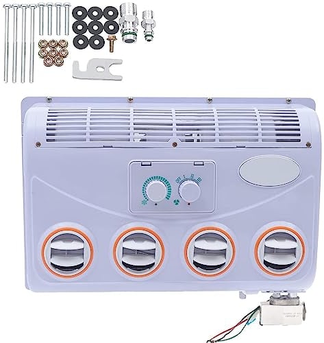 RETRIN 12V/24V Wohnmobil Klimaanlage Verdampferbaugruppe,Klimaanlagen-Set 360°-Verdampfer,RV-Klimaanlage,32 Aluminiumkerne,für LKWs Wohnmobile Autos,12V