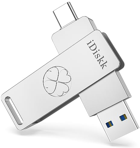 iDiskk 128GB Solid State USB-Flash-Laufwerk, SSD bis zu 500MB/s USB-C und Gen 2 USB3.2 USB Thumb Drive, SSD-Flash-Laufwerk für Type-C iPad/ iPhone15 Android Phone PC/Mac und Tablet