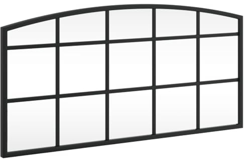 vidaXL Specchio da Parete Nero 60x30 cm Arco in Ferro