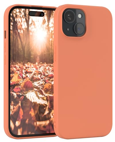 EAZY CASE - Silikonhülle für iPhone 15 Hülle Silikon Case Orange weich stoßfeste Handyhülle iPhone 15 Schutzhülle mit Kameraschutz Dünn Premium Schutz Cover TPU Phone Bumper in Orange