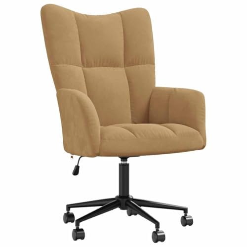 vidaXL Relaxsessel mit Rollen Höhenverstellbar Drehbar Fernsehsessel Polstersessel Polsterstuhl Relaxstuhl Sessel Ohrensessel Wohnzimmer Braun Samt