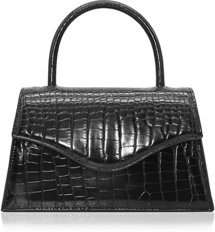 Milisente Clutch Damen Kunstlackleder Abendtache Für Hochzeit Klein Clutches Handtasche (Krokodil Schwarz)