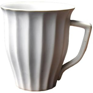CAPIJIONG Taza de 250 ml con patrón vertical retro, taza japonesa simple para el hogar, taza japonesa de cerámica gruesa blanca con patrón liso
