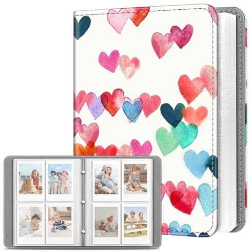 FINTIE Album Photo pour Photos 2 x 3 Pouces (5.4 x 8.6 cm), 256 Photos, Album Photo Pochette pour Instax Mini Se/12/11/40/99/90/EVO, Polaroid Hi-Print etc, Coeurs Pluie