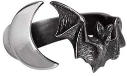 Alchemy England Lunatious Ring – Gothic-Vampirfledermaus- und Halbmond-Schmuck
