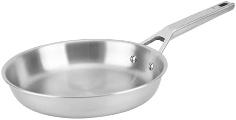 Florina Padella in acciaio inox LUCIDA | 24 CM | 3 strati | Nucleo in alluminio | Adatta al forno | Manico ergonomico | Finitura a specchio | Per tutti i piani cottura