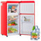 Oslghy Frigorífico Mini 60L, Frigorifico Pequeño con Congelador (22L+38L), Frigorifico Combi con LED luz, 88,8x45,5x42 cm Frigorífico no Frost con Estantes Ajustables, 102 kWh/año, -27°C∽13°C (Red)