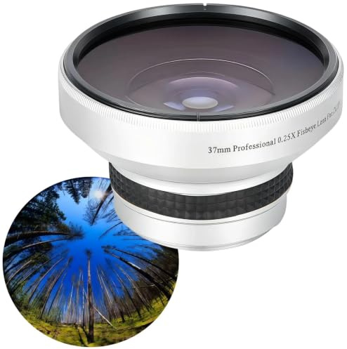 WQAPVHBG 37MM 0.25X HD Wide Angle Fisheye Lens for Camcorders Cameras Phone