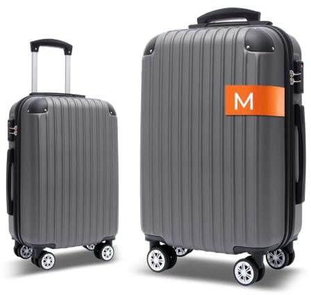 FOMAX Premium Handgepäck Koffer, Trolley Rollkoffer Reisekoffer, 56x37x22cm | mit 4 sanften Rollen und praktischem TSA Schloss (Dunkelgrau, M)