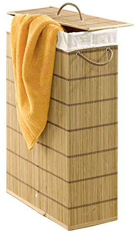 WENKO 7879500 Wäschetonne Lückenfüller extra schmal, Bambus, 39 x 60 x 18,5 cm, braun