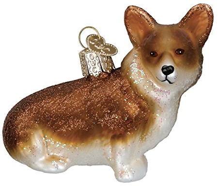 Old World Christmas Mit walisischem Aufdruck Old World Weihnachtsschmuck: Hundekollektion, Glasornamente für Weihnachtsbaum, Schokoladen-Labrador, Glas, braun/weiß, 2.75 In H X 3 In W X 1.25 In D