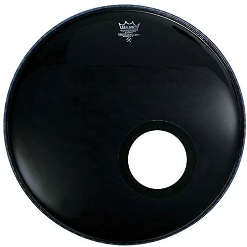 Remo Bass, POWERSTROKE® 3, EBONY®, 24 Diameter, 5 Black DynamO Installed