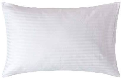 HOMESCAPES White Pure Egyptian Cotton Pillowcase Standard Size 330 TC 500 Thread Count Percale Equivalent Satin Stripe Housewife Pillow Case