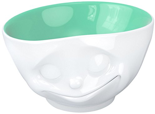 FIFTYEIGHT PRODUCTS / Tassen / Schale „Glücklich (Porzellan, 500ml, weiß, innen Mint, Made in Germany)