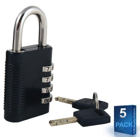 FJM Security SX-575 Combination Padlock with Key Override and Code Discovery, Pack of 5 with 1 Key by FJM Security