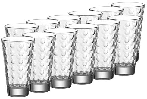 Leonardo Ciao Optic Wasser-Gläser, 12er Set, spülmaschinengeeignete Saft-Gläser, Trink-Becher aus Glas mit Muster, 300 ml, 048856