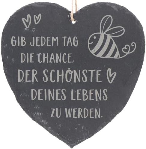 Spruchreif · großes Schieferherz mit Gravur · Schiefertafel mit Kordel zum Aufhängen · Wanddeko mit Sprüchen · Geschenkideen für Männer und Frauen