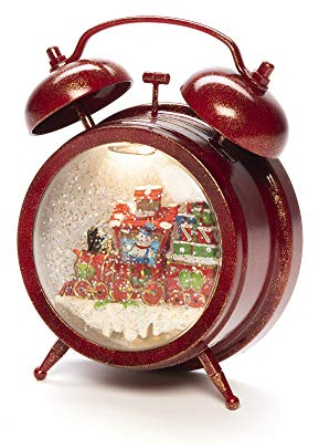 Konstsmide LED Schneekugel Laterne Wecker mit Zugszene/Wasserbefüllt/Innenbereich (IP20)/ Optional 8 Lieder Musik/batteriebetrieben: 3xAA 1.5V (exkl.)/ Weihnachtslaterne 1 LED