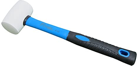 Weißer Vollgummihammer, Fiberglas-Griff mit weichem Gummigriff, Gesamtgewicht 0,4 kg, nicht abfärbender Hammer (227 g)