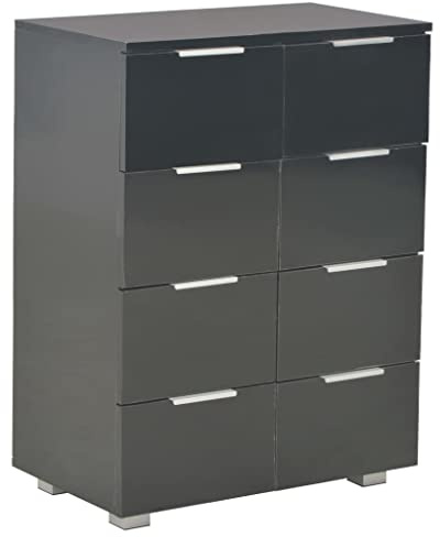 vidaXL Sideboard Buffet Bedroom Drawer Cabinet Living Room Furniture Storage Side Cabinet with Drawer High Gloss Black Engineered Wood