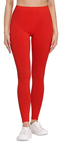 Bellivalini Leggings Damen aus Viskose Ganzjährig Bequeme Bekleidung Damen für tägliches Tragen oder Sport BLV50-147 (Rot, M)