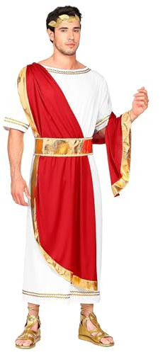 W WIDMANN MILANO Party Fashion - Kostüm Römischer Kaiser | 3-teilig mit Tunika inkl. Schärpe, Gürtel und Lorbeerkranz, Cäsar, Römer, Karneval, Mottoparty