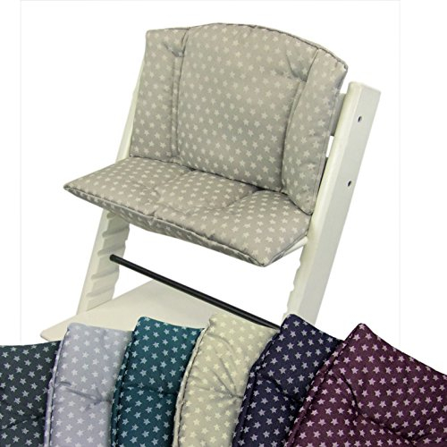 BambiniWelt Sitzkissenset für Stokke Tripp Trapp Hochstuhl 2 teilig Sitzkissen Auflage Bezug Ersatzkissen STERNE (Sterne beige) XX